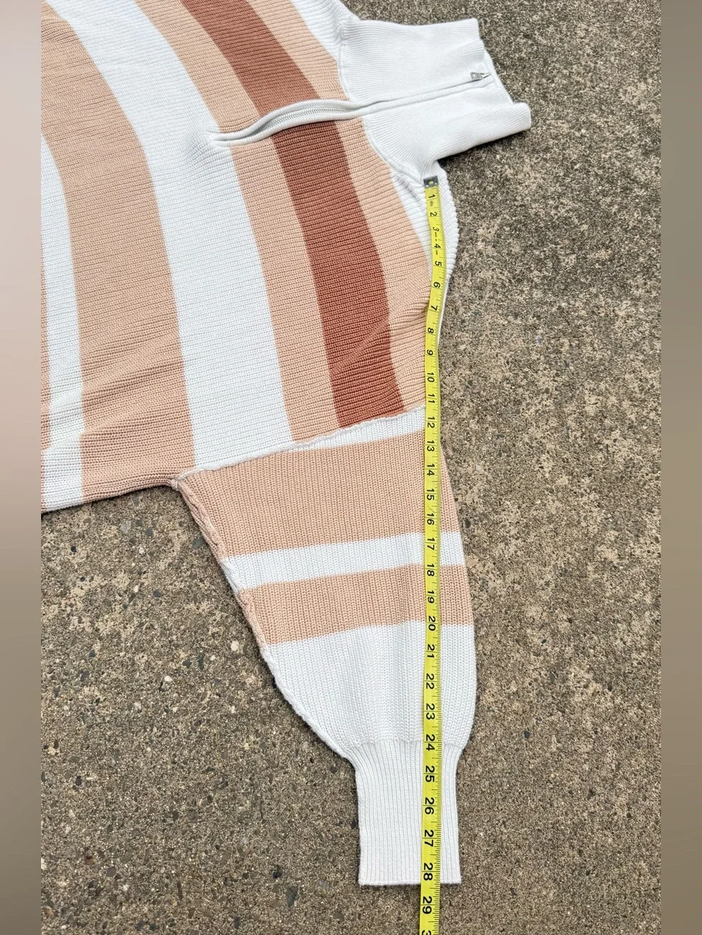 Aerie Striped Quarter-Zip Oversized Sweater in Cream & Tan size XL - Picture 11 of 12